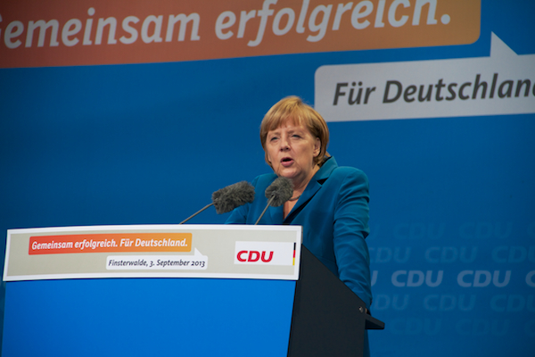 Die Kanzlerin, Dr. Angela Merkel spricht zu den über 3000 Teilnehmern.